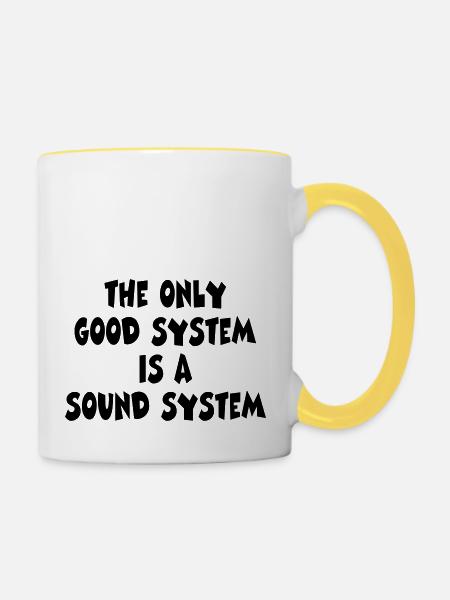 good system . sound systen - Tasse zweifarbig - Weiß/Gelb