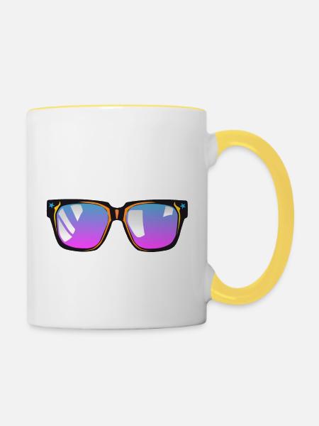 Sonnenbrille - Tasse zweifarbig - Weiß/Gelb