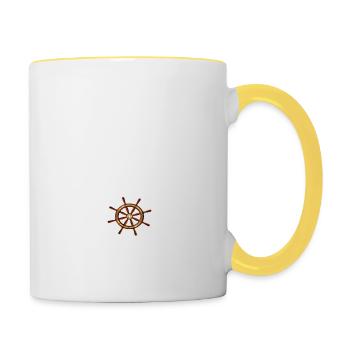 Boater Sailor Captain T-Shirt - Contrasting Mug - white/yellow - Right