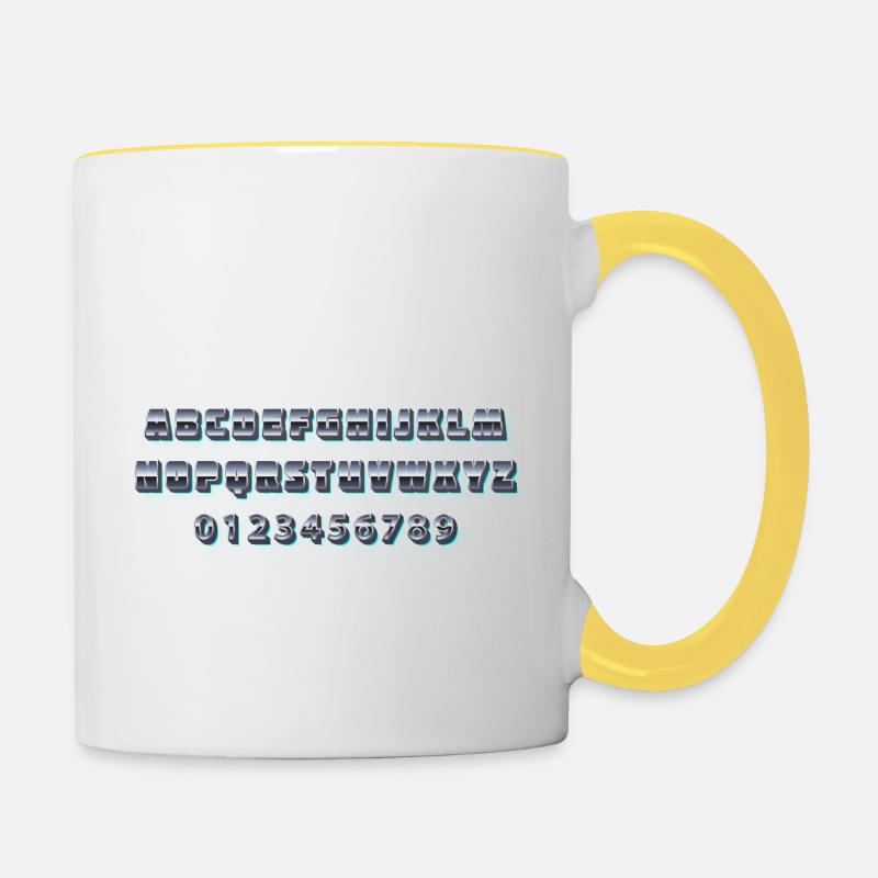 Alphabet d’arcade - Mug contrasté - blanc/jaune