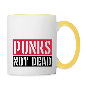 punks not dead quote - Contrasting Mug - white/yellow - Right