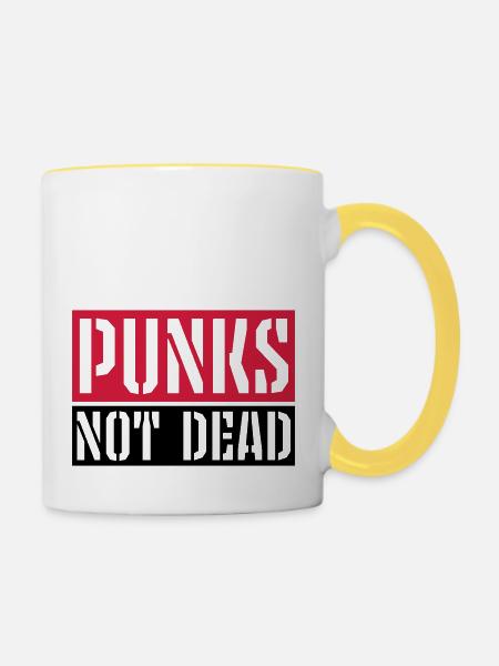 punks not dead Zitat - Tasse zweifarbig - Weiß/Gelb