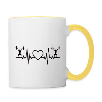 Fitness Strength Training Athlètes Muscle Bodybuilder - Mug contrasté - blanc/jaune - Droite