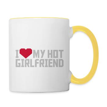 I love my Girlfriend - Tasse zweifarbig - Weiß/Gelb - Rechts