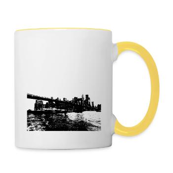 new york city skyline w brooklyn bridge - Tasse zweifarbig - Weiß/Gelb - Rechts