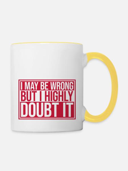 I may be wrong - Tasse zweifarbig - Weiß/Gelb