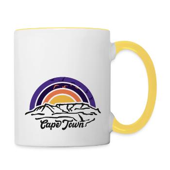 Le Cap, Le Cap, Montagne de la Table, Randonnée en montagne de la Table - Mug contrasté - blanc/jaune - Droite