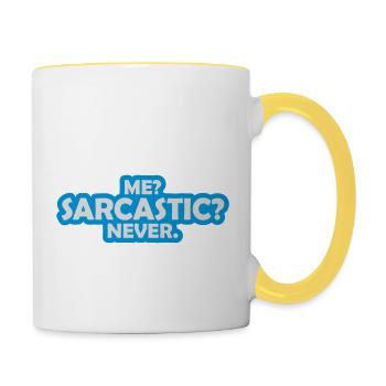 me sarcastic never quote - Contrasting Mug - white/yellow - Right