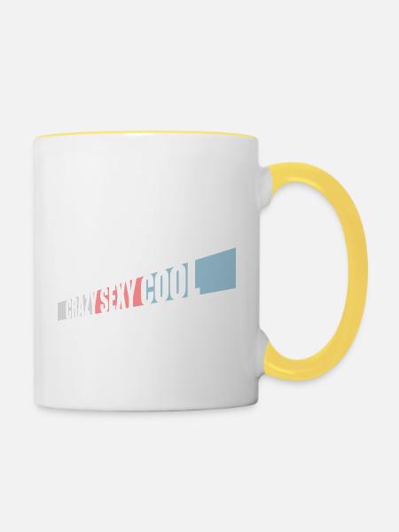 crazy sexy cool Design - Tasse zweifarbig - Weiß/Gelb
