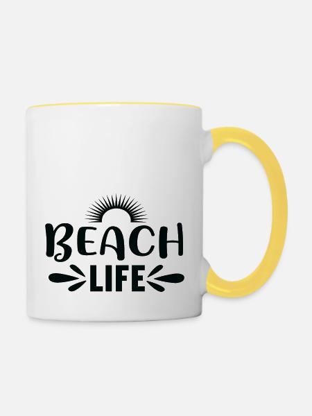 Beach Life - Tasse zweifarbig - Weiß/Gelb