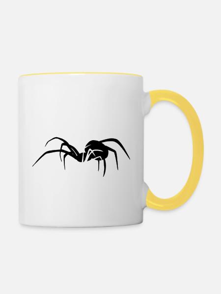 Spinne - Tasse zweifarbig - Weiß/Gelb