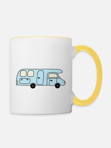 Camper hellblau - Tasse zweifarbig - Weiß/Gelb