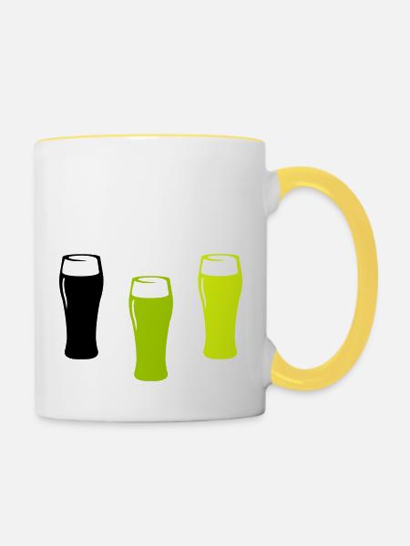 Bier Gläser - Tasse zweifarbig - Weiß/Gelb