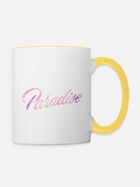 Paradies - Paradie - Tasse zweifarbig - Weiß/Gelb