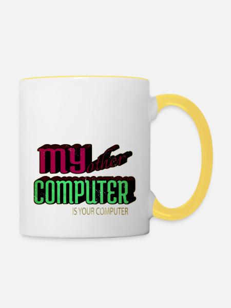 present hacking coding hacking computer - Tasse zweifarbig - Weiß/Gelb