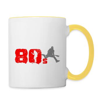 Vintage 80s Rock Music Fan - Contrasting Mug - white/yellow - Right