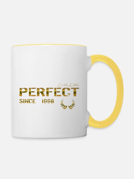 Perfect since 1998 - Tasse zweifarbig - Weiß/Gelb