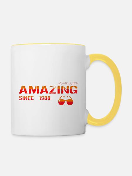 Amazing since 1988 - Tasse zweifarbig - Weiß/Gelb