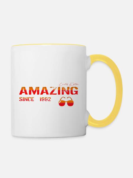Amazing since 1992 - Tasse zweifarbig - Weiß/Gelb