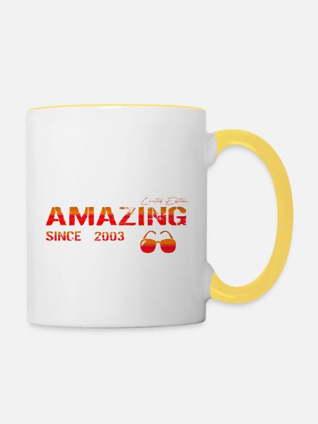 Amazing since 2003 - Tasse zweifarbig - Weiß/Gelb