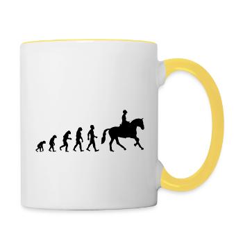 evolution Pferde Reiten - Tasse zweifarbig - Weiß/Gelb - Rechts