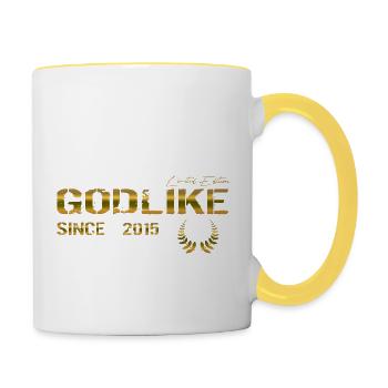 Godlike since 2015 - Tasse zweifarbig - Weiß/Gelb - Rechts