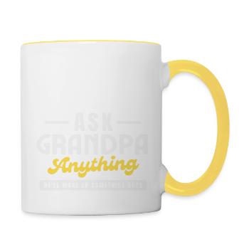 Ask Grandpa anything He´ll makeup somthing Good - Tasse zweifarbig - Weiß/Gelb - Rechts