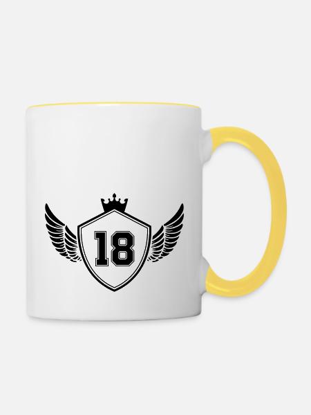 18 wappen - Tasse zweifarbig - Weiß/Gelb