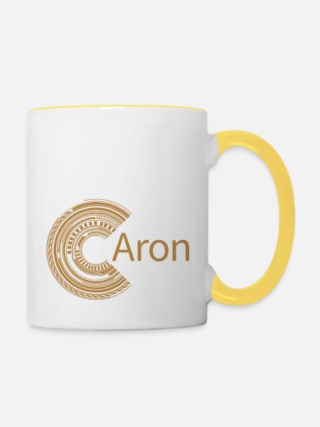 Für Aron - Tasse zweifarbig - Weiß/Gelb