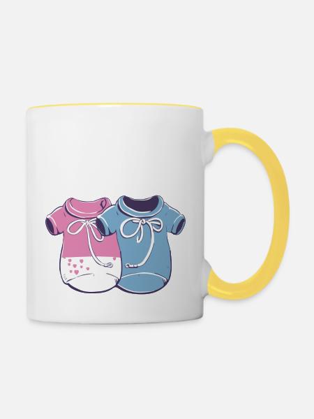 Baby-Outfits - Tasse zweifarbig - Weiß/Gelb