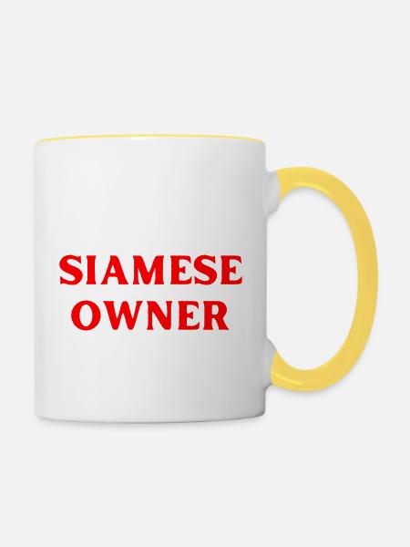 Siamkatze Katzenbesitzer Katze - Tasse zweifarbig - Weiß/Gelb