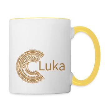 Für Luka - Tasse zweifarbig - Weiß/Gelb - Rechts