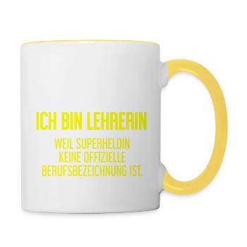 Lehrerin - Mein offizieller Superhelden-Beruf! - Tasse zweifarbig - Weiß/Gelb - Rechts