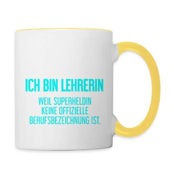 Lehrerin - Mein offizieller Superhelden-Beruf! - Tasse zweifarbig - Weiß/Gelb - Rechts