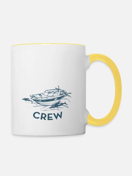 Motorboot Crew - Tasse zweifarbig - Weiß/Gelb