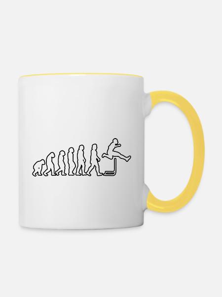 Hürdenlauf Geschenk Hürdenläufer Leichtathletik - Tasse zweifarbig - Weiß/Gelb
