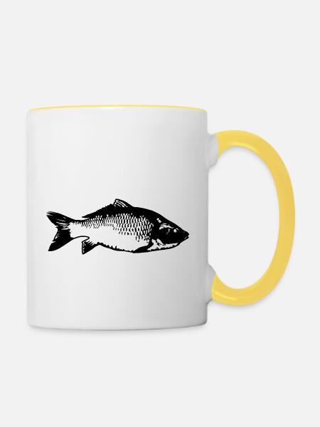 fisch - Tasse zweifarbig - Weiß/Gelb