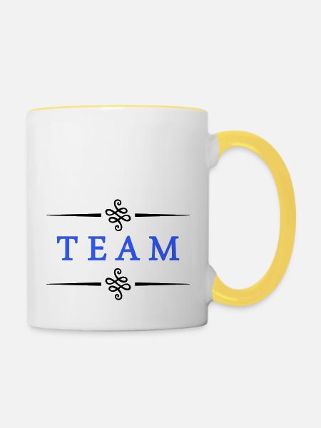 team - Tasse zweifarbig - Weiß/Gelb