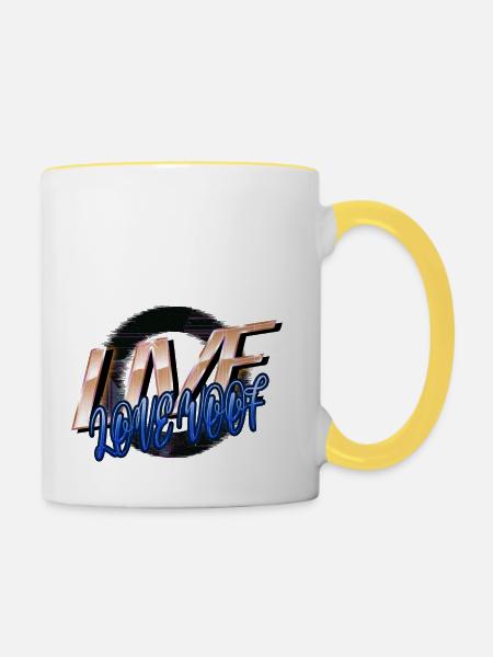 bday beagle owner fun sayings - Tasse zweifarbig - Weiß/Gelb