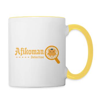 Afikoman Detektiv - Pessach Afikoman Suche - Tasse zweifarbig - Weiß/Gelb - Rechts