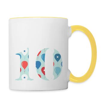 10th anniversary balloon - Contrasting Mug - white/yellow - Right