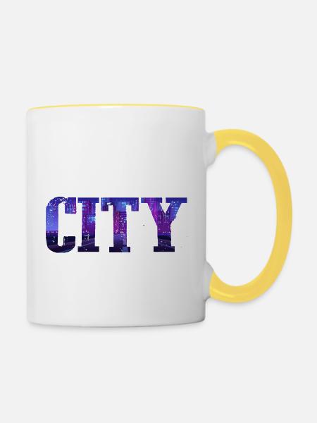 City - Tasse zweifarbig - Weiß/Gelb