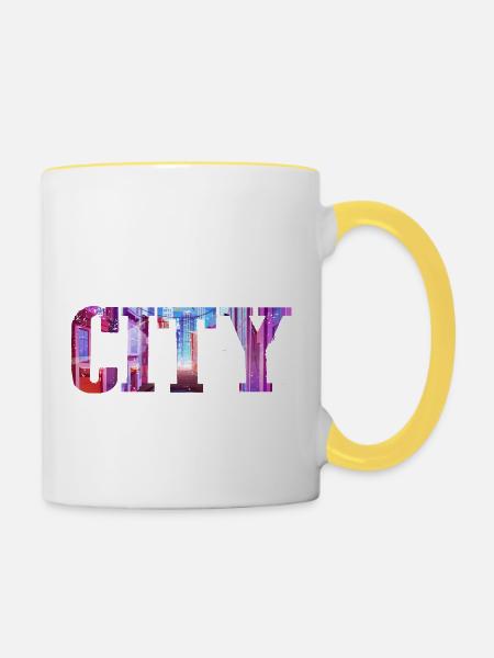 City - Tasse zweifarbig - Weiß/Gelb
