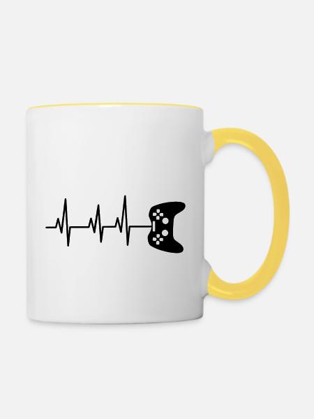 Gamepad-Puls - Tasse zweifarbig - Weiß/Gelb