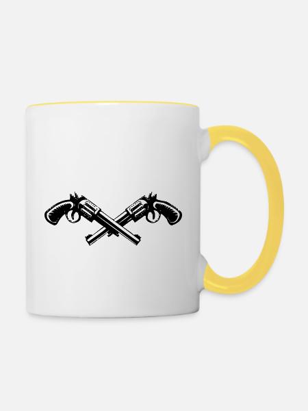 guns - Tasse zweifarbig - Weiß/Gelb
