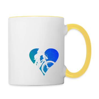 VTT VTT Cyclisme Hommes Vététistes - Mug contrasté - blanc/jaune - Droite