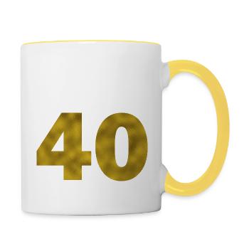 Anniversaire 40 ans - Mug contrasté - blanc/jaune - Droite