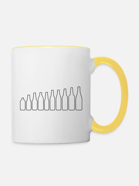 Bierflaschen - Tasse zweifarbig - Weiß/Gelb