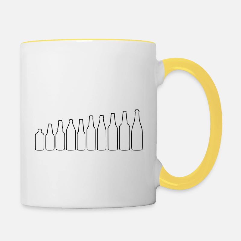 Bierflaschen - Tasse zweifarbig - Weiß/Gelb