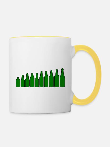 Bierflaschen - Tasse zweifarbig - Weiß/Gelb